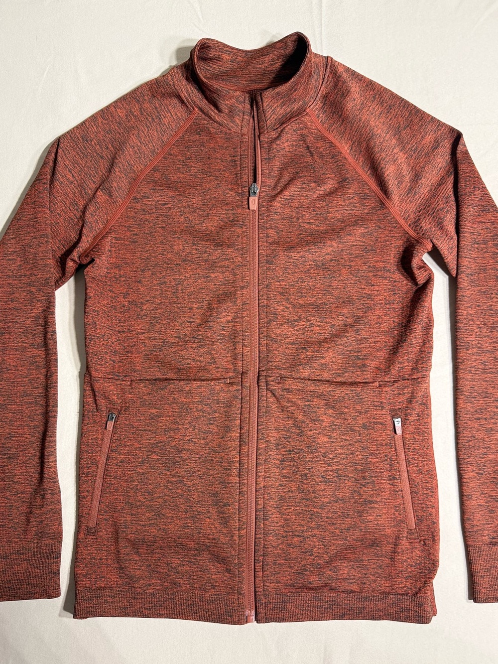 FIGS Slim Zip-Up Scrub Jacket Medium M Heathered Rust Orange Full Zip